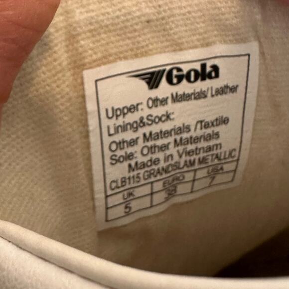 Gola | Size 7 Classic White Lace Up Sneakers Suede Trim Metallic Stripes Casual - Picture 6 of 8